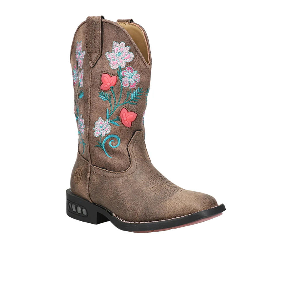 Dazzle Floral Lights Square Toe Cowboy Boots (Little Kid-Big Kid) - Image 2