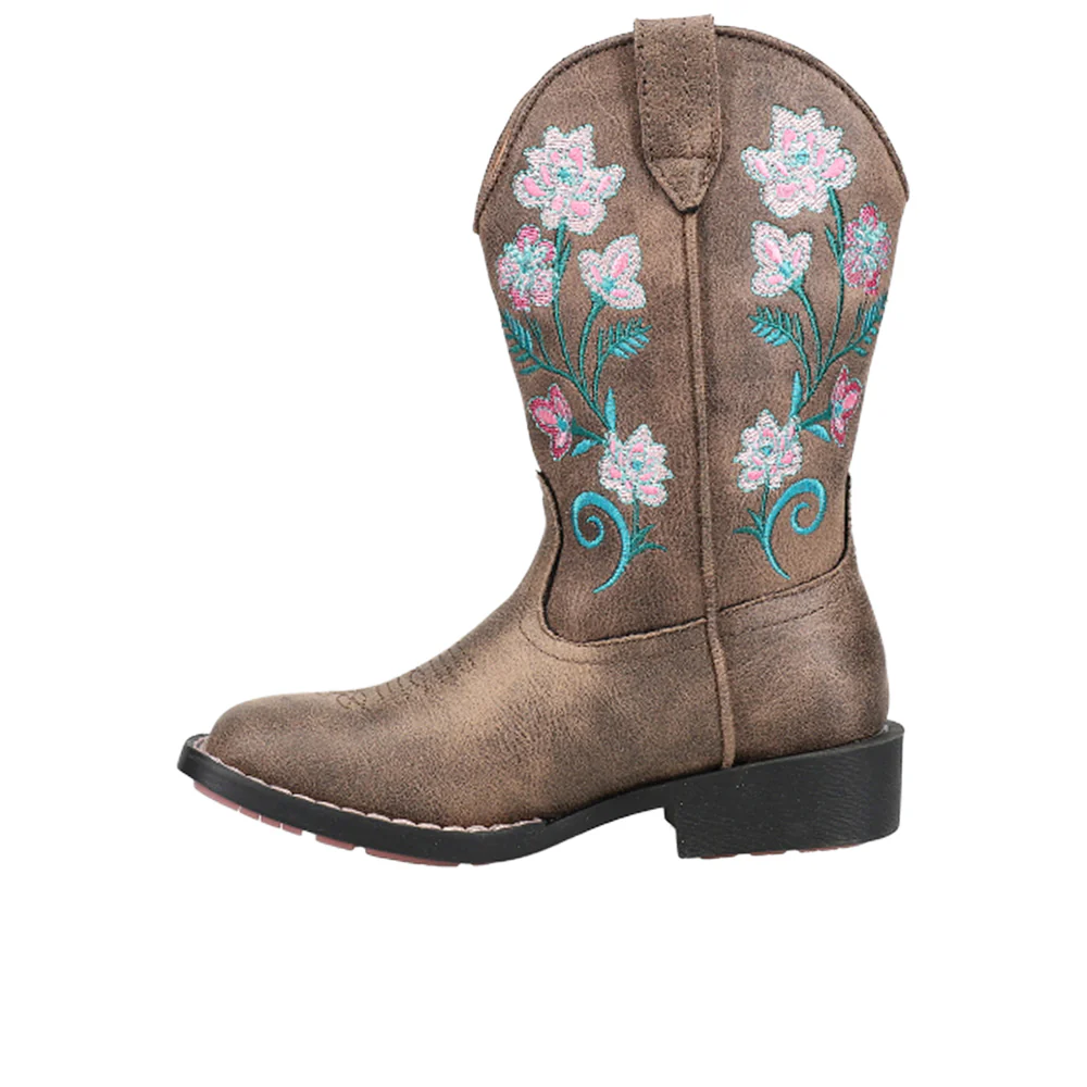 Dazzle Floral Lights Square Toe Cowboy Boots (Little Kid-Big Kid) - Image 3