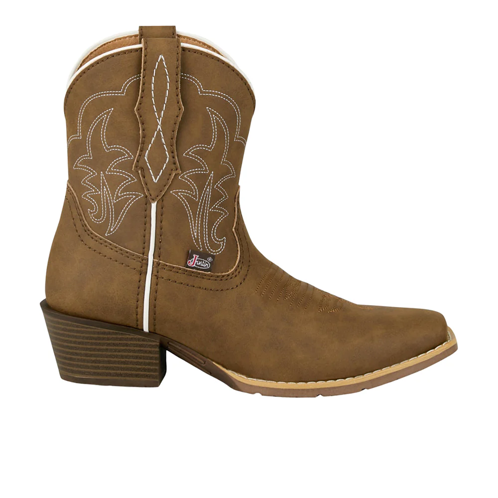 Dee 7 Inch Embroidered Square Toe Pull On Cowboy Boots