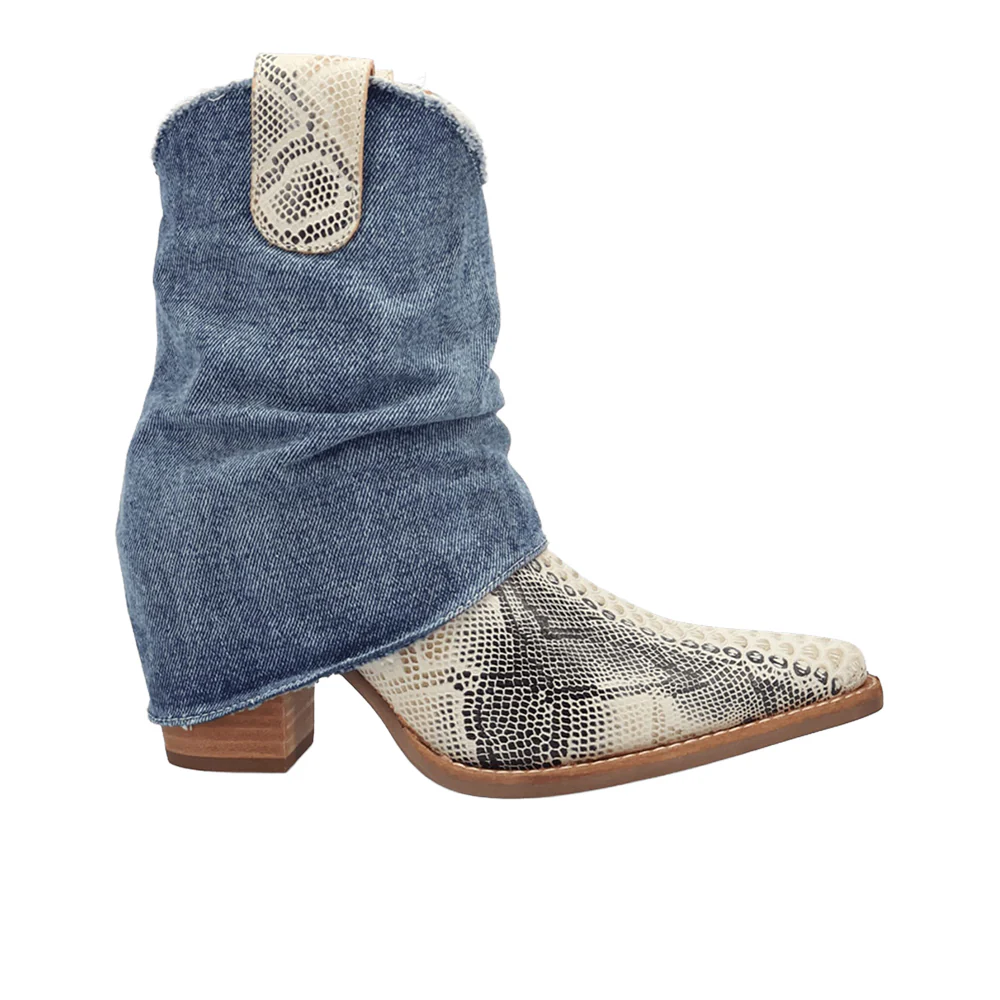Denim Dream Snake Snip Toe Cowboy Booties