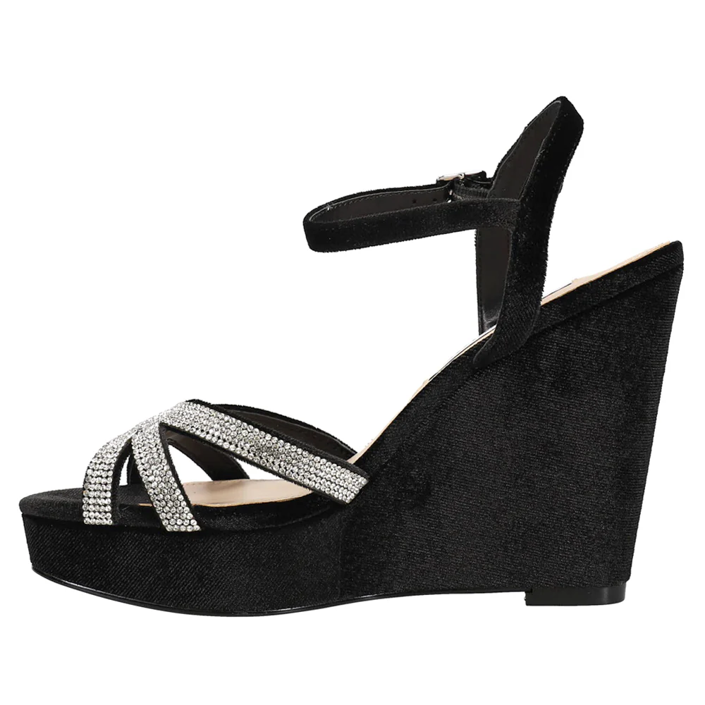 Dion Rhinestone Platform Wedge Sandal - Image 3