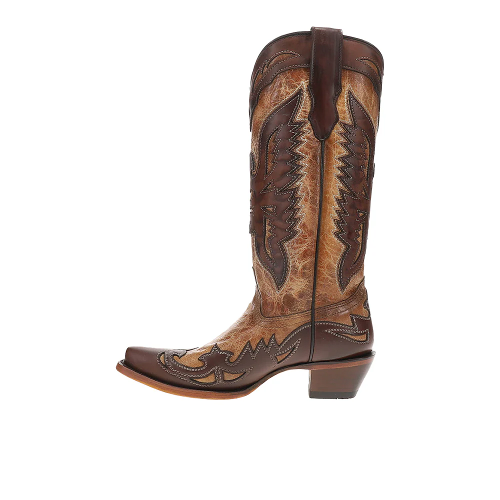 Eagle Overlay Embroidered Snip Toe Pull On Cowboy Boots - Image 3
