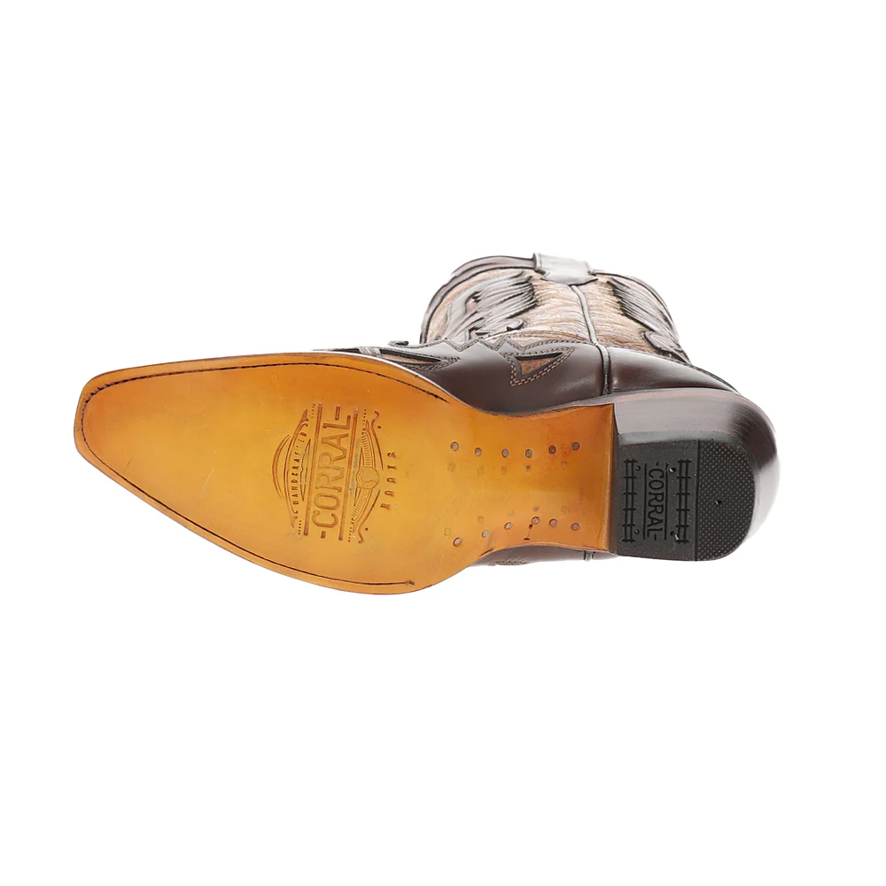 Eagle Overlay Embroidered Snip Toe Pull On Cowboy Boots - Image 5