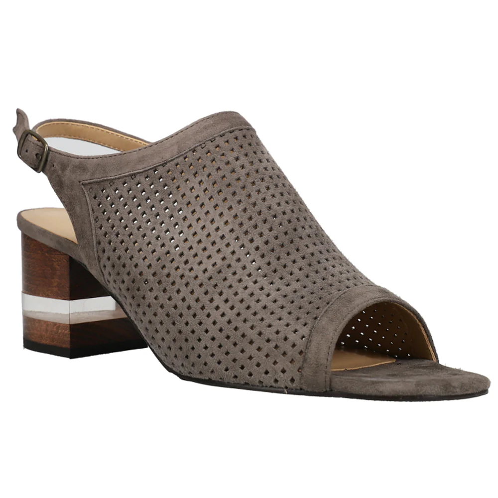 Elija Perforated Block Heel Sandals - Image 2