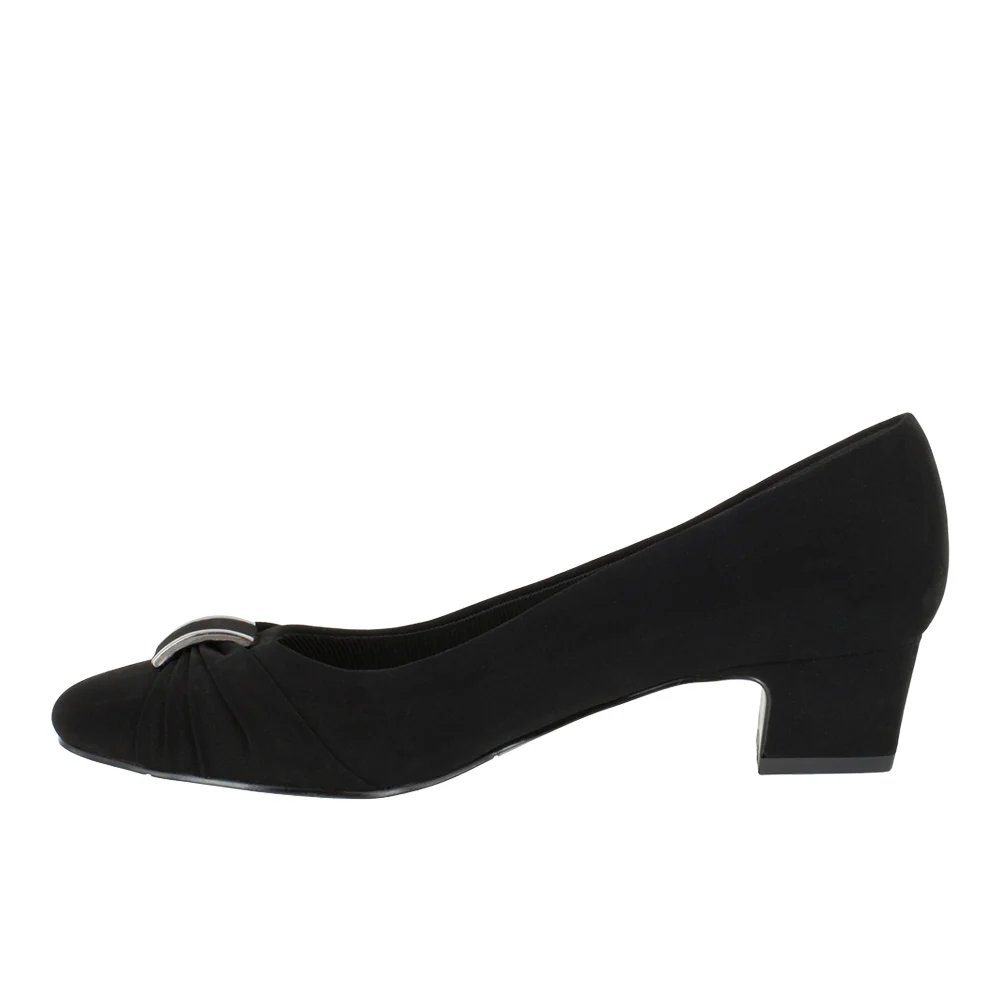 Eloise Rhinestone Round Toe Block Heel Pumps - Image 4