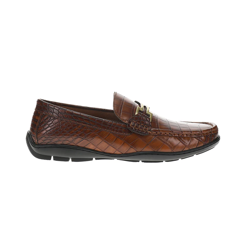 Embrey Moc Toe Bit Slip On Croc Print Loafers