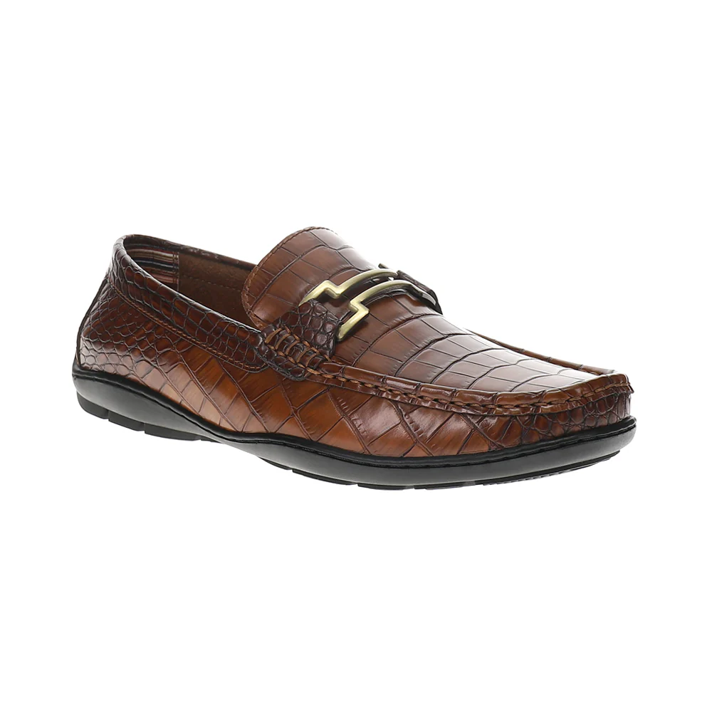 Embrey Moc Toe Bit Slip On Croc Print Loafers - Image 2