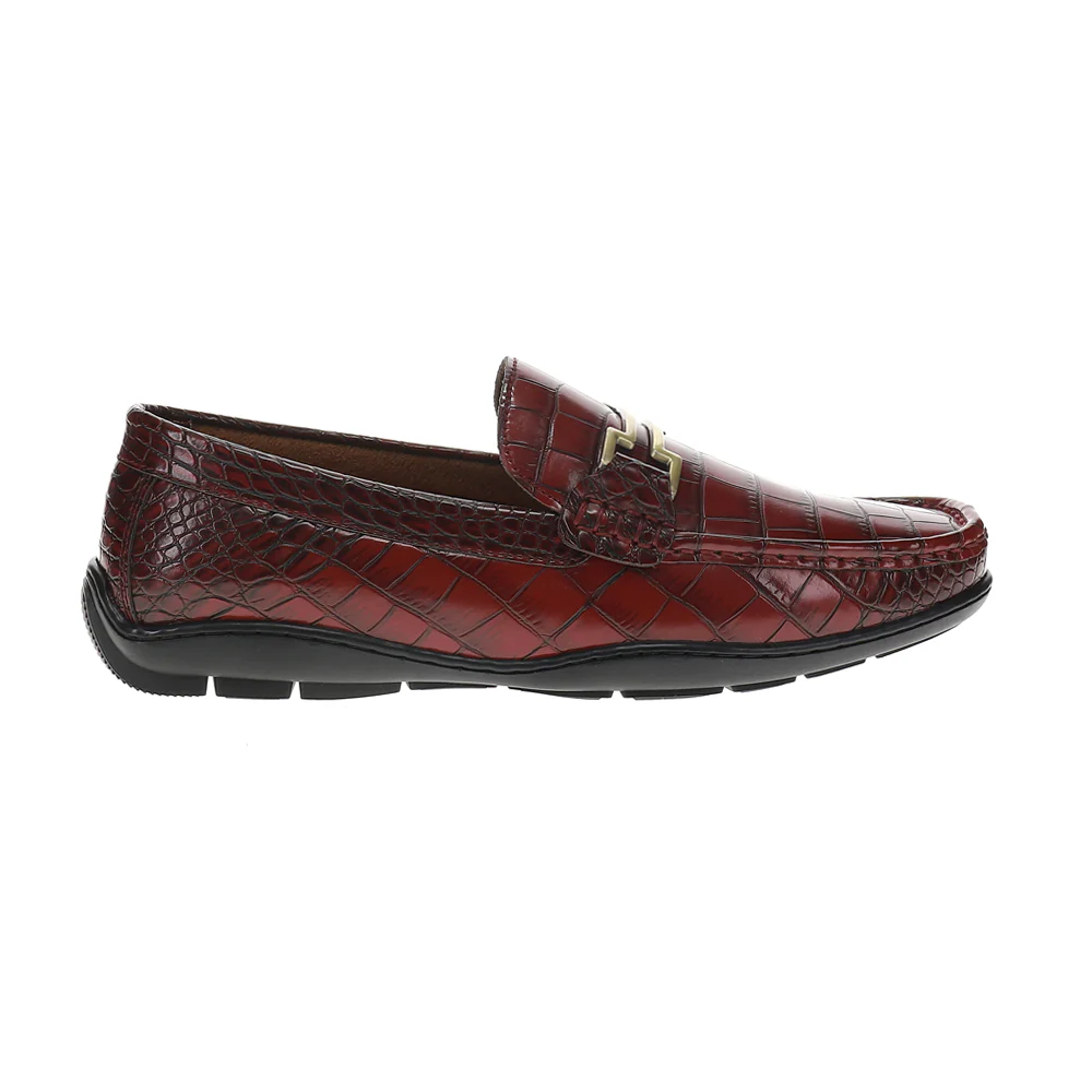Embrey Moc Toe Bit Slip On Croc Print Loafers