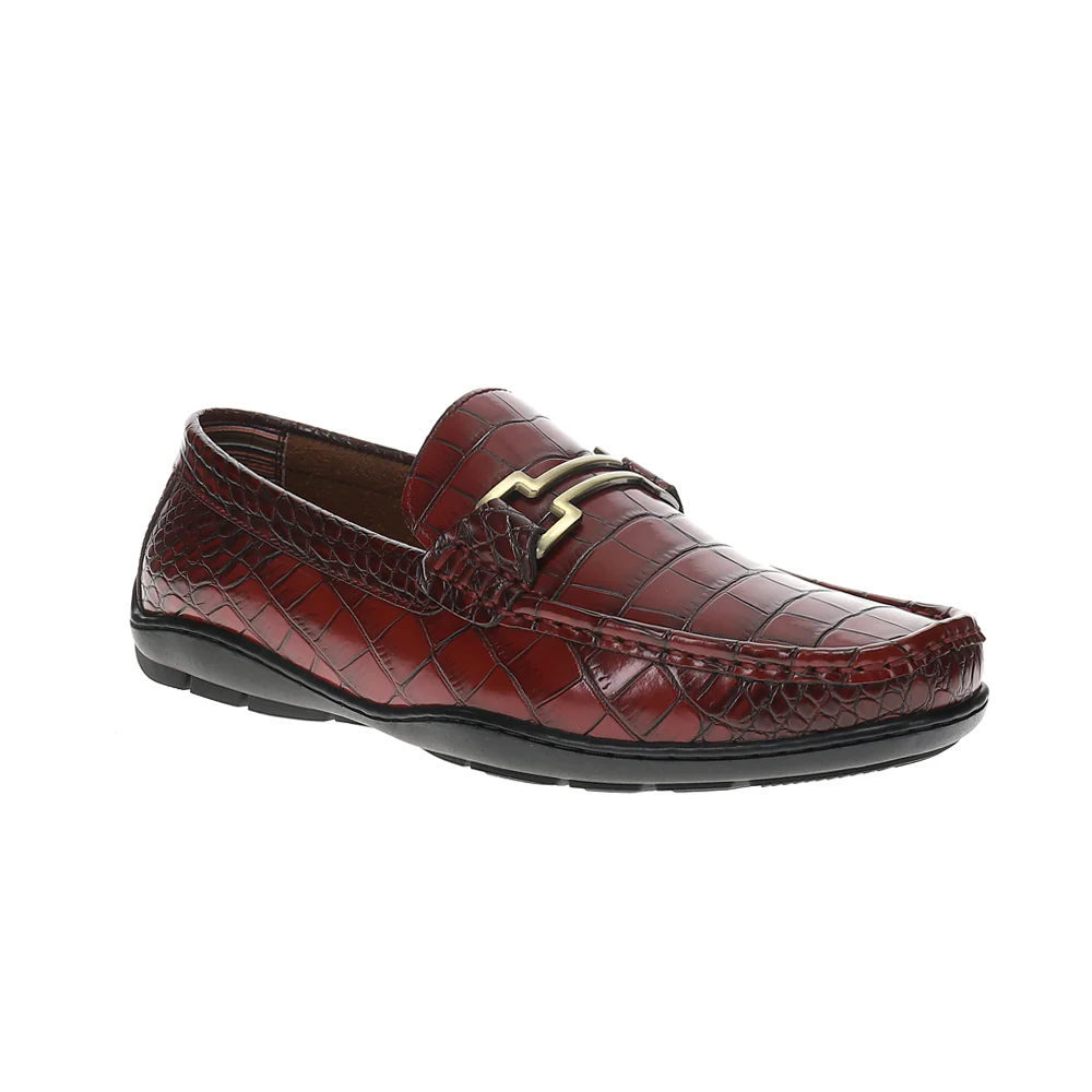 Embrey Moc Toe Bit Slip On Croc Print Loafers - Image 2