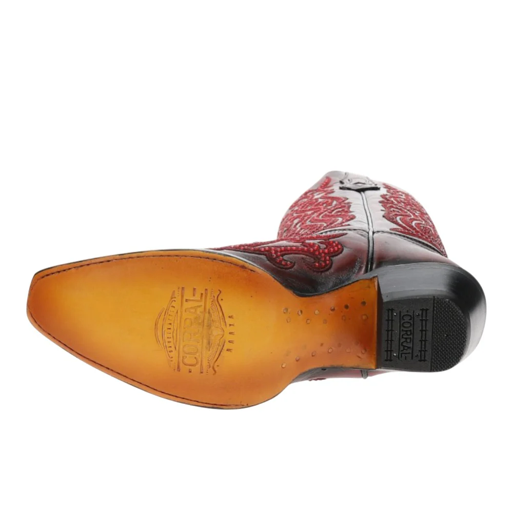 Embroidered Crystals Tall Snip Toe Cowboy Boots - Image 5