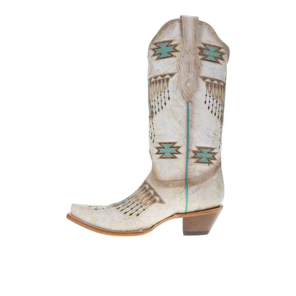 Embroidered Southwest Snip Toe Pull On Cowboy Boots - Image 3