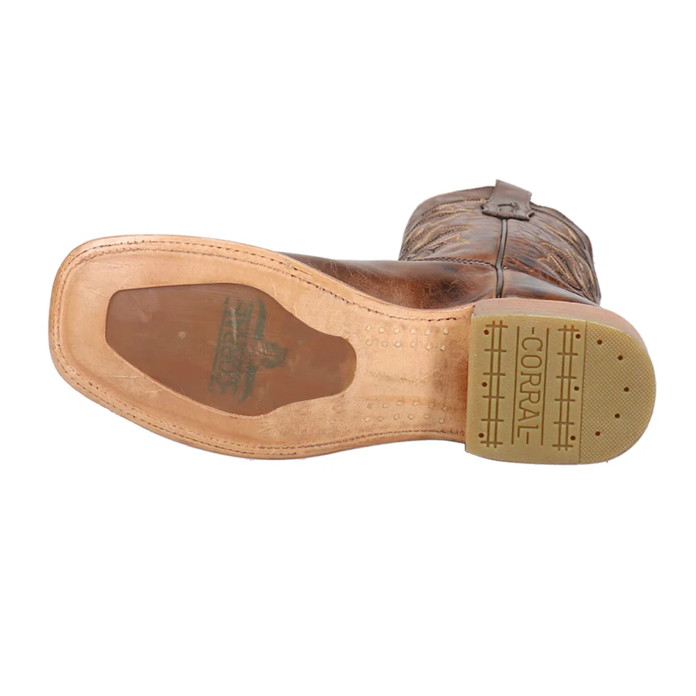 Embroidered Wide Square Toe Pull On Cowboy Boots - Image 5