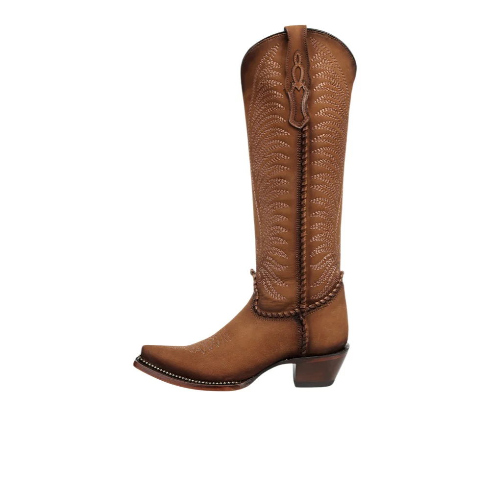Embroidery Woven And Metallic Welt Tall Top Snip Toe Cowboy Boots - Image 3