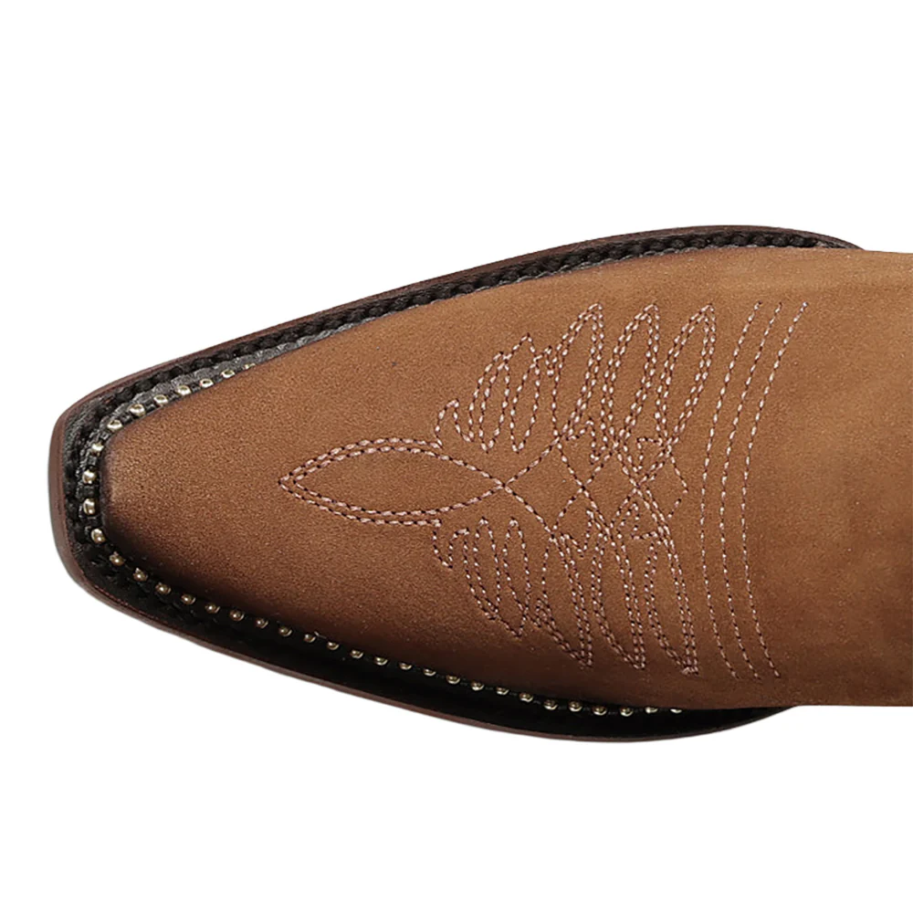 Embroidery Woven And Metallic Welt Tall Top Snip Toe Cowboy Boots - Image 4
