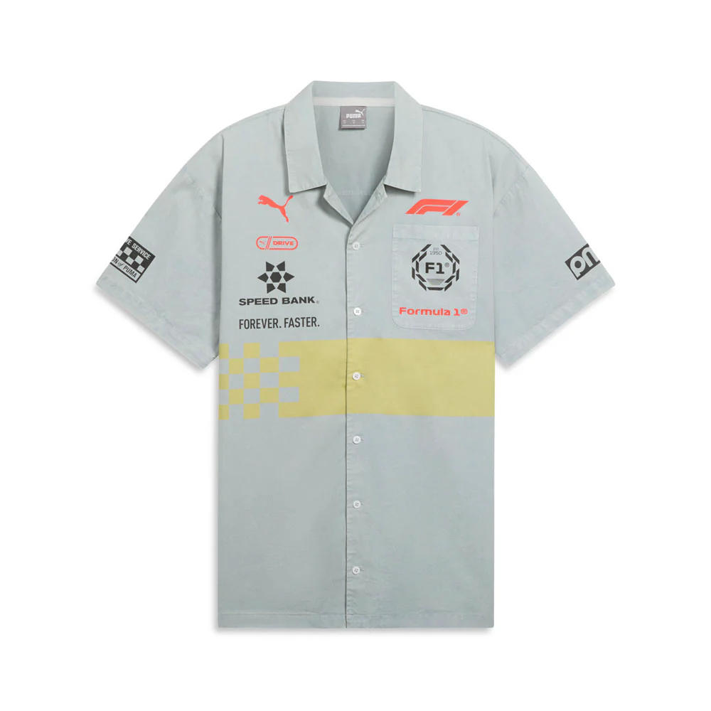 F1 Racing Collared Graphic Collared Short Sleeve Button Up