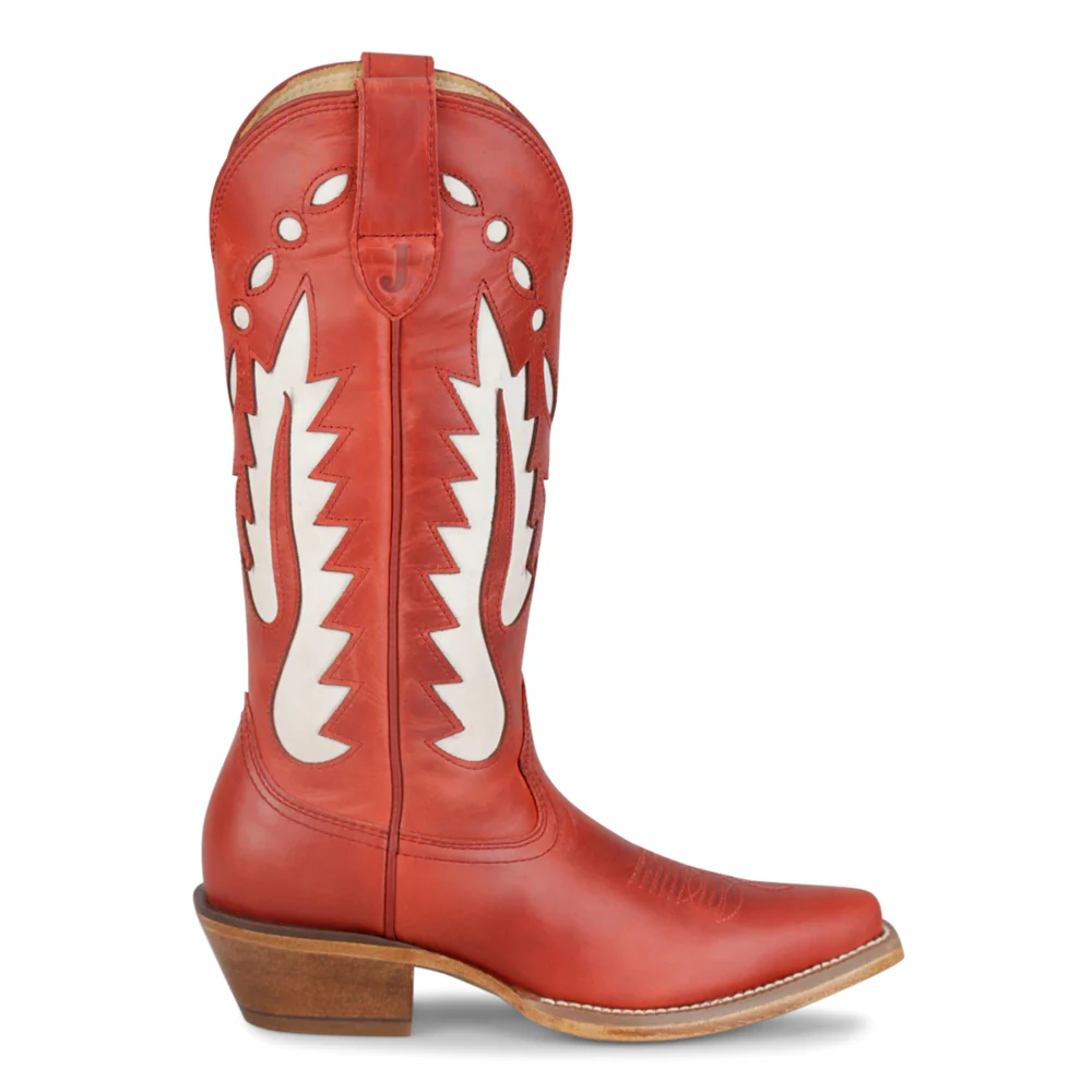 Faye 13 Inch Tooled Inlay Snip Toe Pull On Cowboy Boots