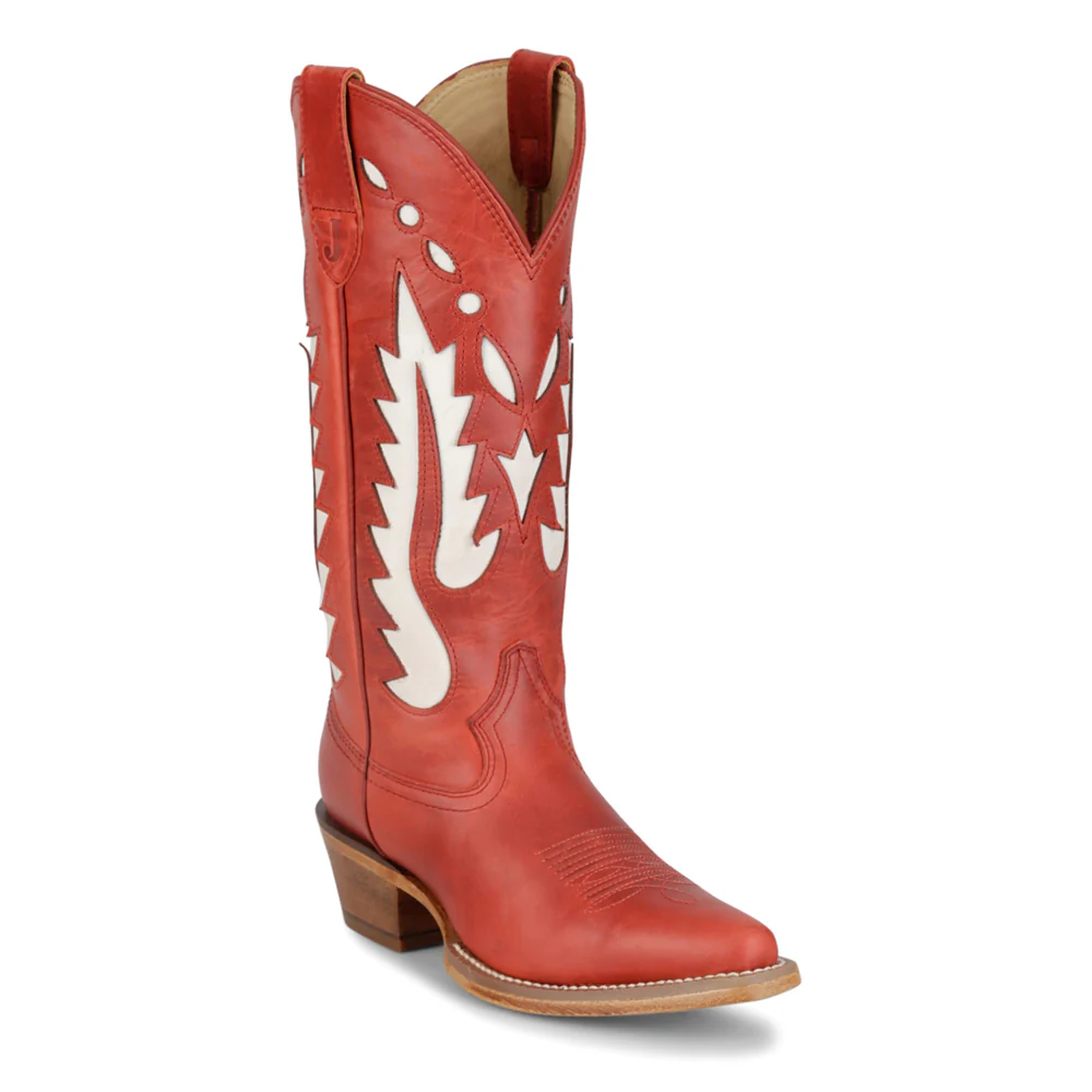 Faye 13 Inch Tooled Inlay Snip Toe Pull On Cowboy Boots - Image 2