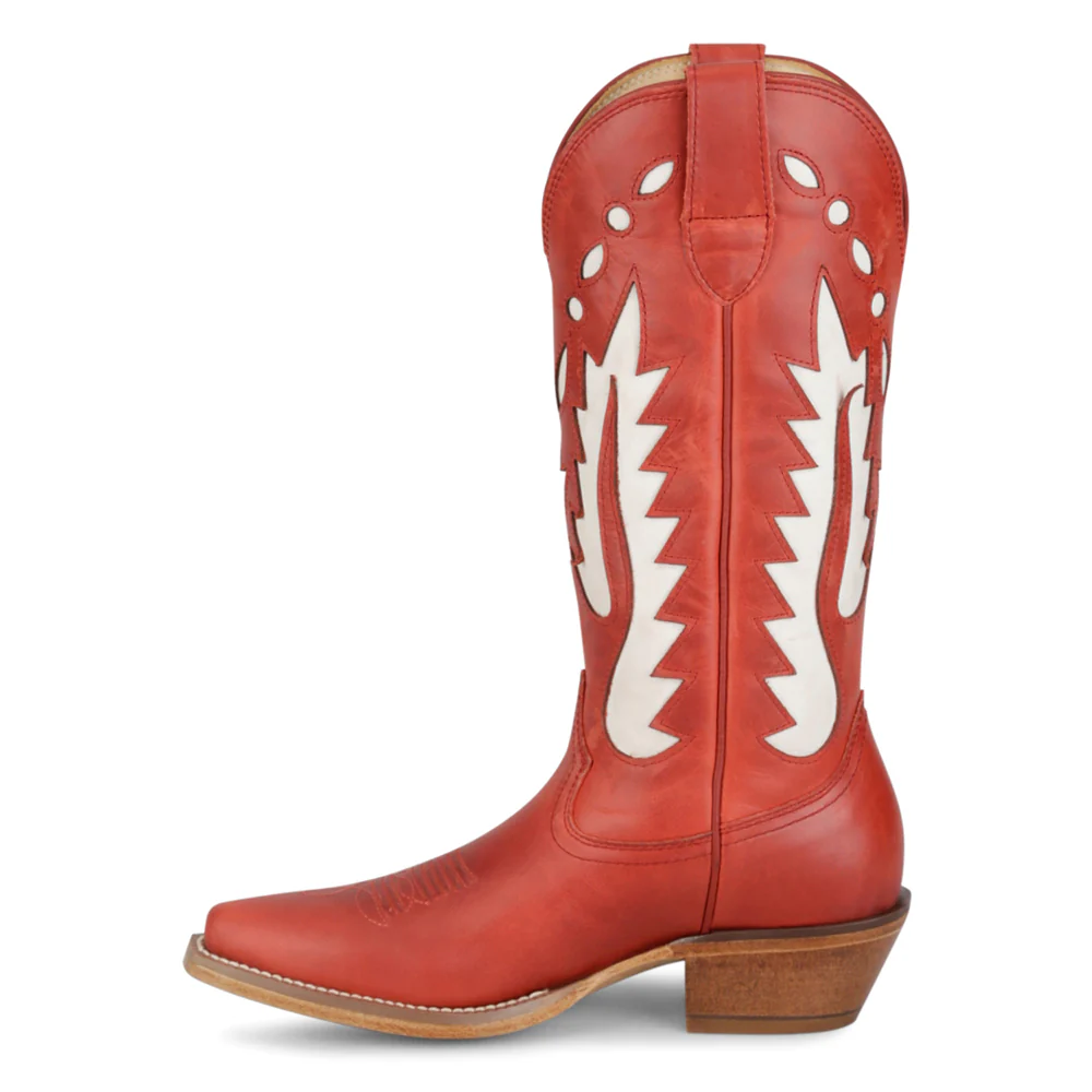 Faye 13 Inch Tooled Inlay Snip Toe Pull On Cowboy Boots - Image 3