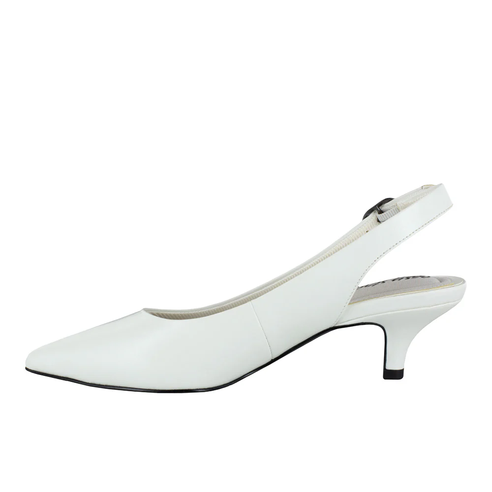 Faye Pointed Toe Slingback Kitten Heel Pumps - Image 4