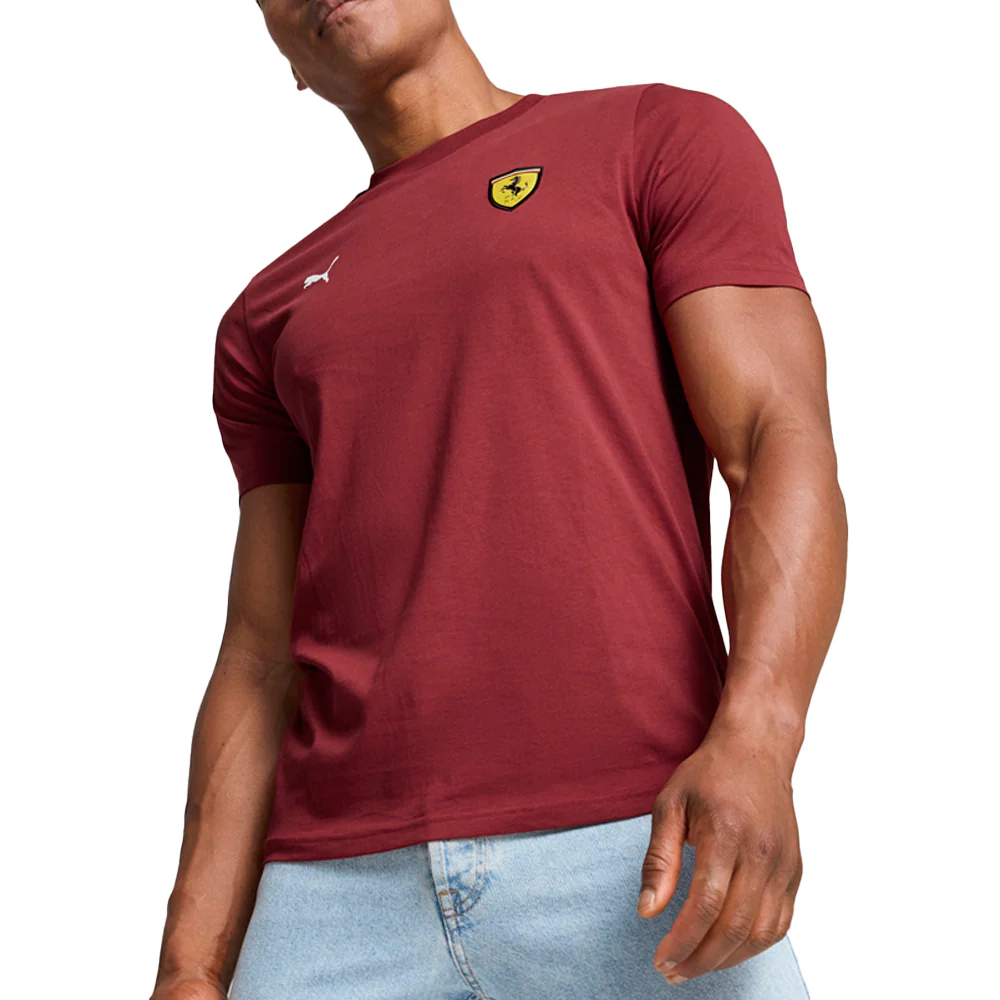 Scuderia Ferrari Race Colored Shield Crew Neck Short Sleeve T-Shirt