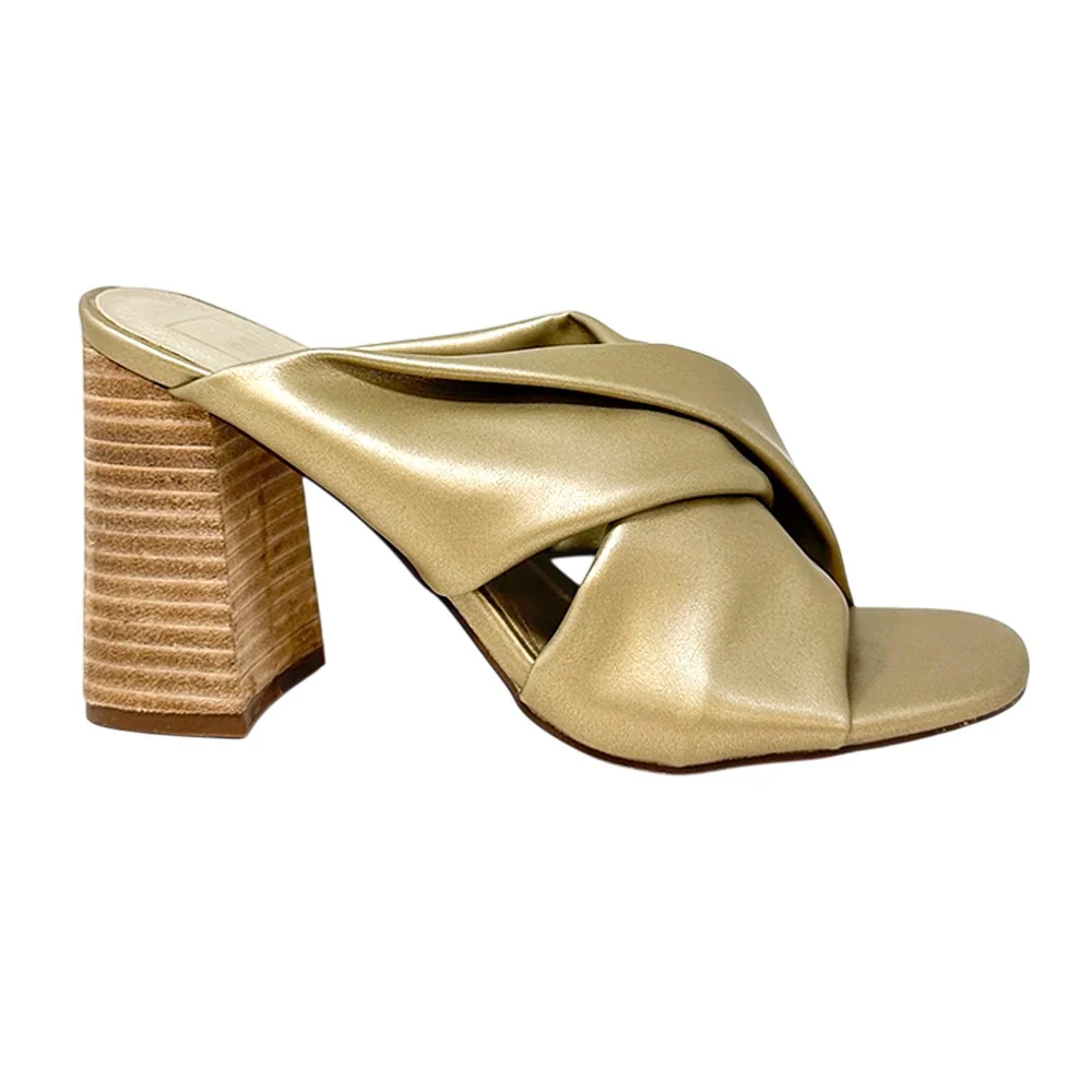Fiji Metallic Block Heel Sandals