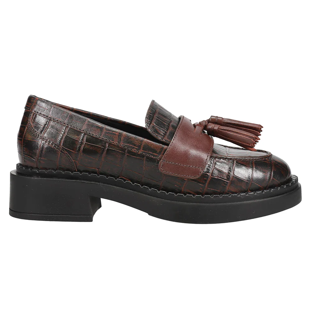 Final Call Croc Embossed Penny Loafers