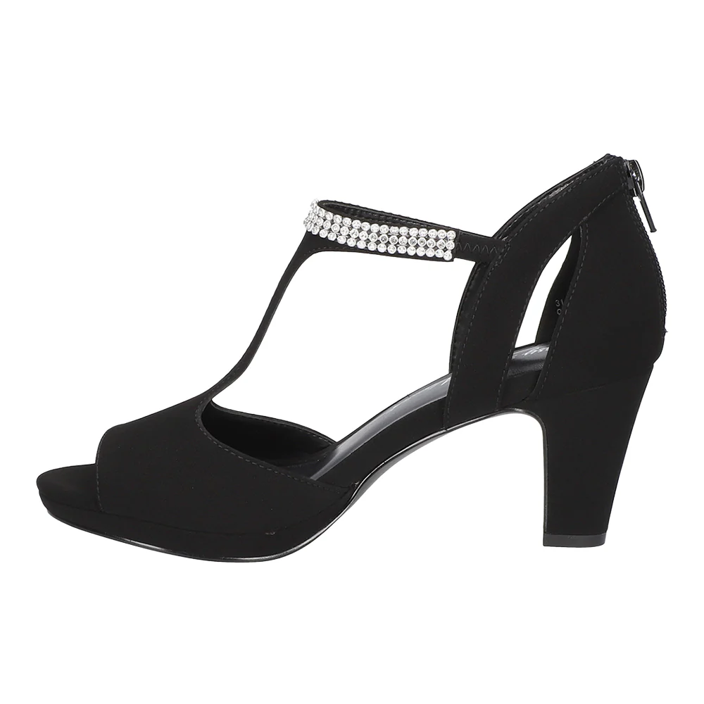 Flash Rhinestone Platform T-Strap Evening Sandals - Image 3