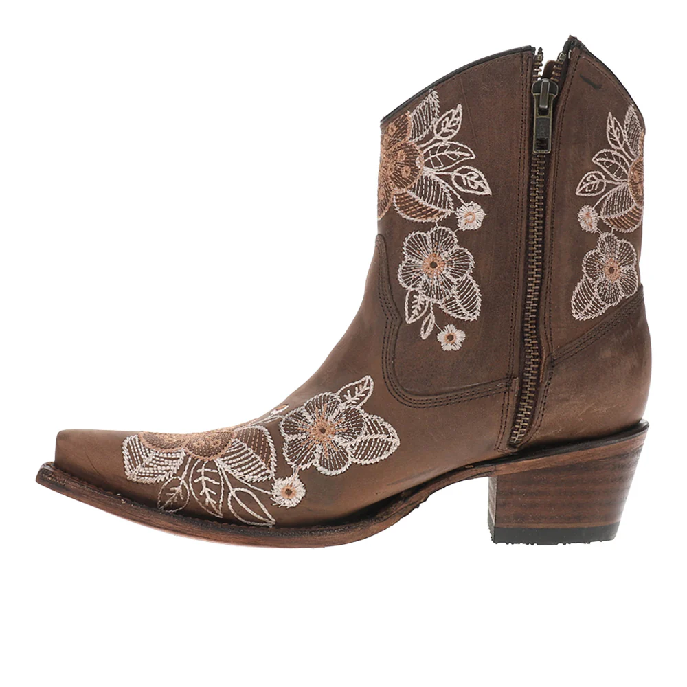 Floral Embroidered Snip Toe Cowboy Booties - Image 3