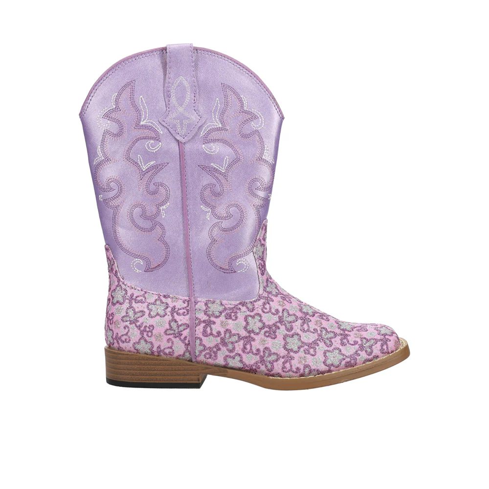 Floral Glitter Square Toe Cowboy Boots (Little Kid-Big Kid)
