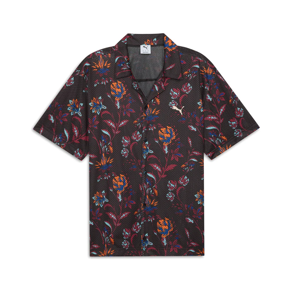Floral Sport Collared Short Sleeve Button Up Shirt