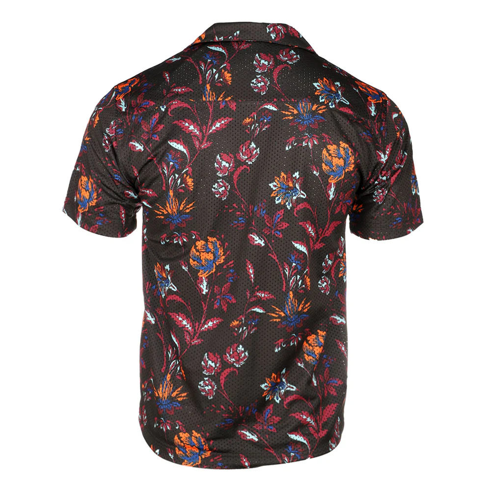 Floral Sport Collared Short Sleeve Button Up Shirt - Image 4