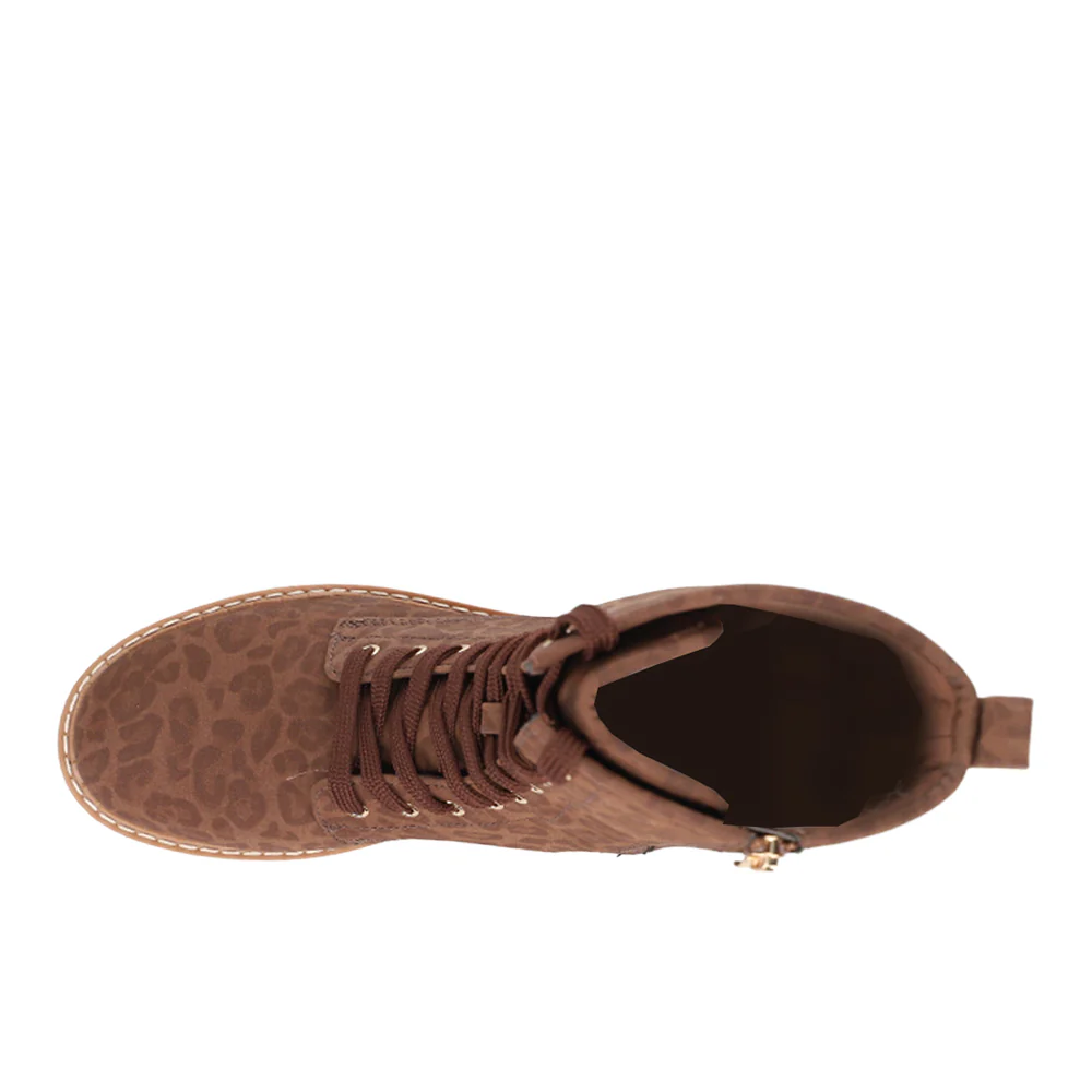 Fomo Leopard Round Toe Combat Boots - Image 4