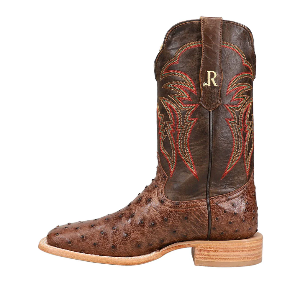 Full Quill Ostrich Embroidered Square Toe Cowboy Boots - Image 3