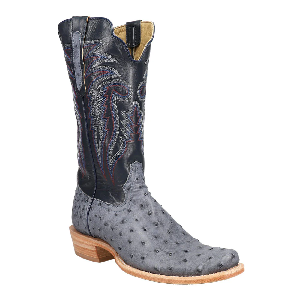 Full Quill Ostrich Embroidered Square Toe Cowboy Boots - Image 2