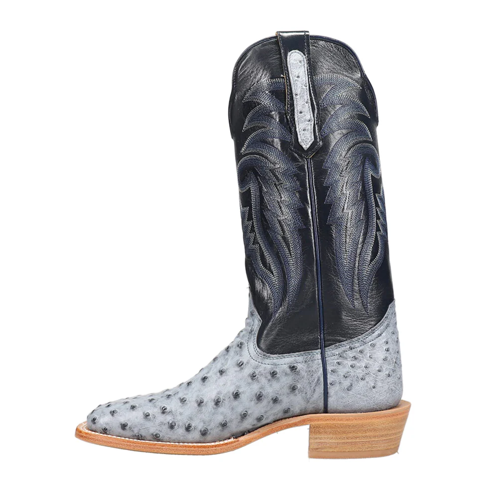 Full Quill Ostrich Embroidered Wide Square Toe Cowboy Boots - Image 3