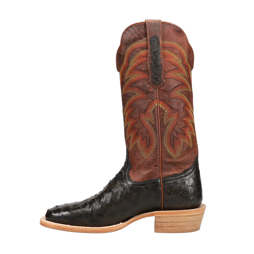 Full Quill Ostrich Embroidered Wide Square Toe Cowboy Boots - Image 3