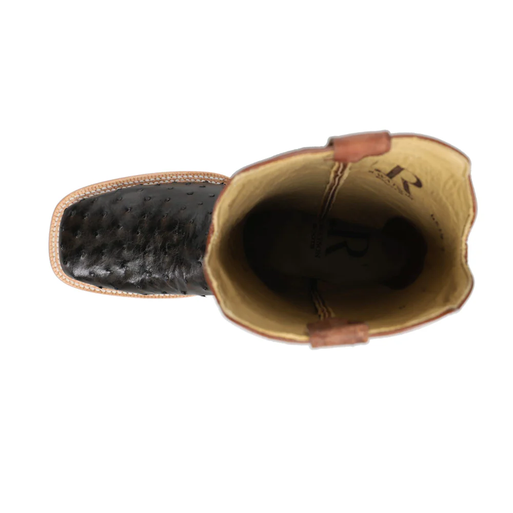 Full Quill Ostrich Embroidered Wide Square Toe Cowboy Boots - Image 4