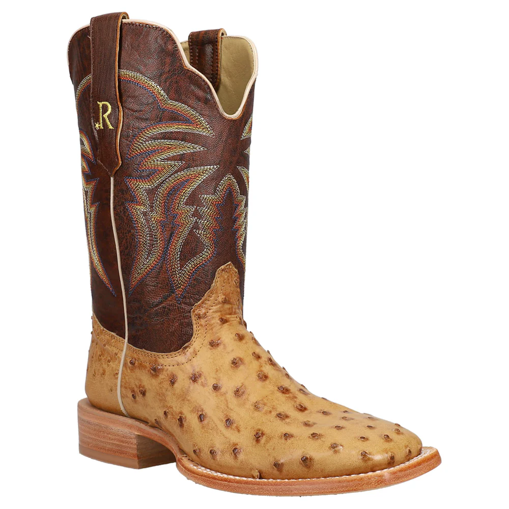 Full Quill Ostrich Embroidered Square Toe Cowboy Boots - Image 2