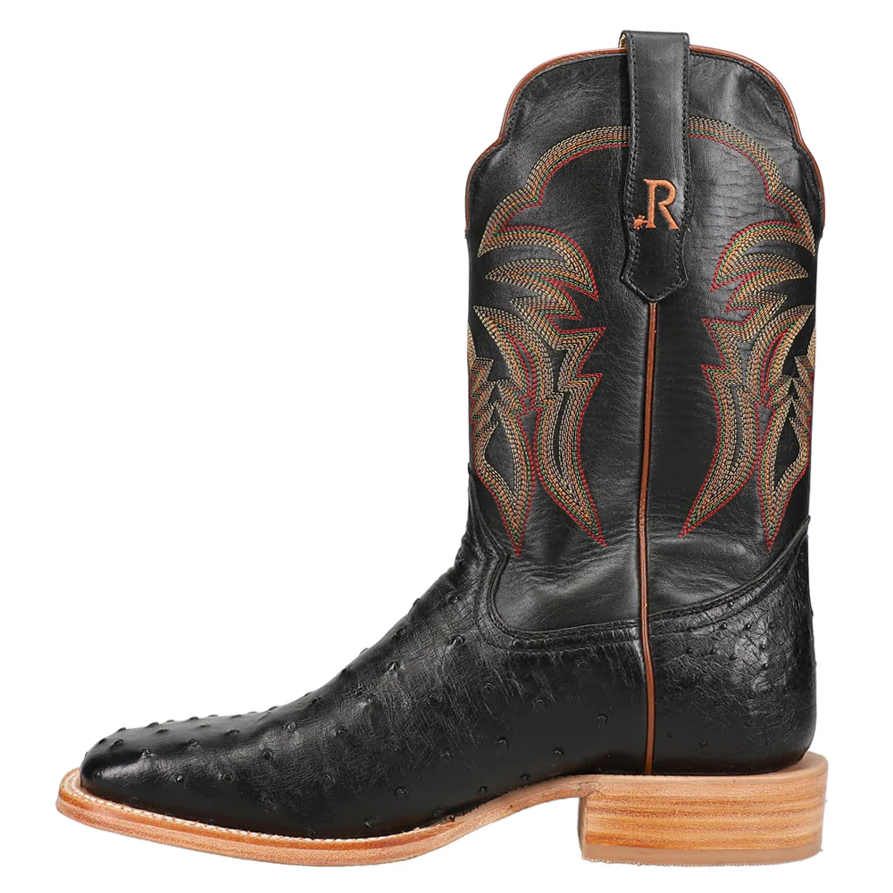 Full Quill Ostrich Embroidered Square Toe Cowboy Boots - Image 3