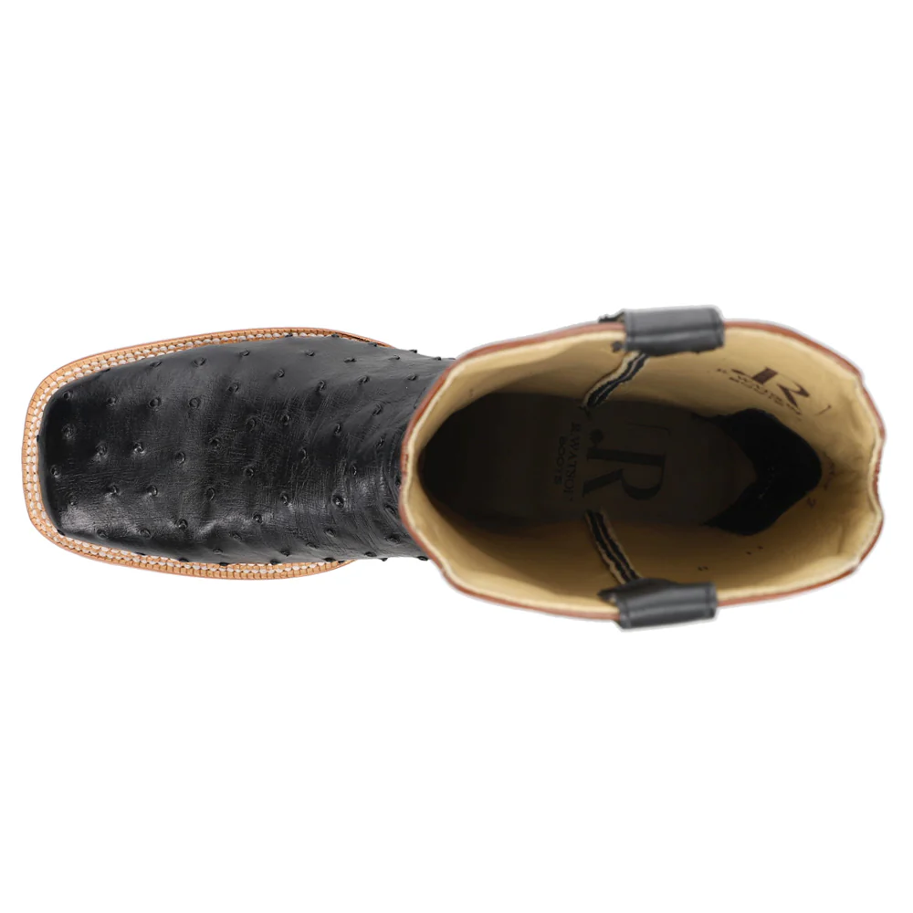 Full Quill Ostrich Embroidered Square Toe Cowboy Boots - Image 4
