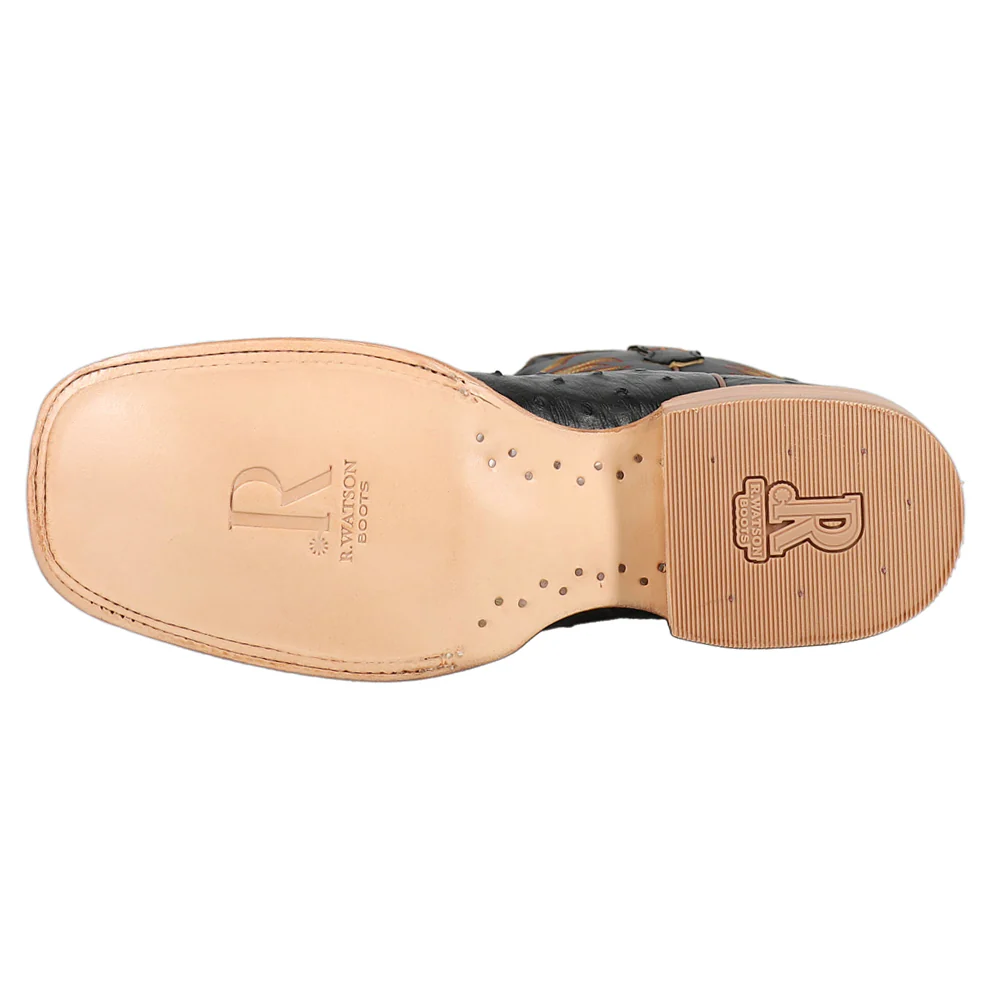 Full Quill Ostrich Embroidered Square Toe Cowboy Boots - Image 5