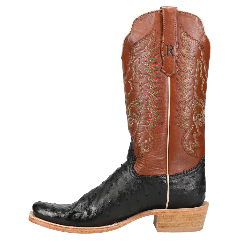 Full Quill Ostrich Embroidered Square Toe Cowboy Boots - Image 3