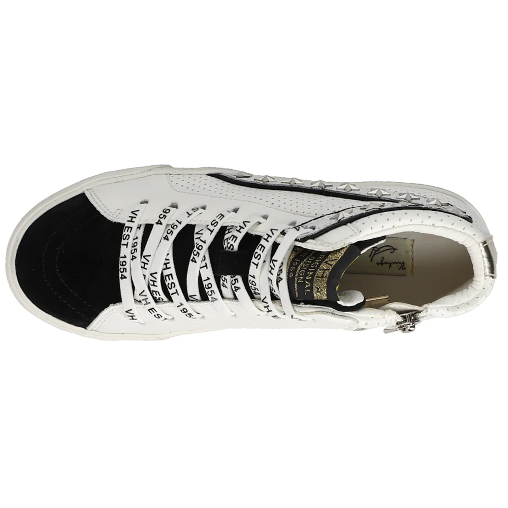 Gadol Perforated Studded High Top Slip On Sneakers - Image 4