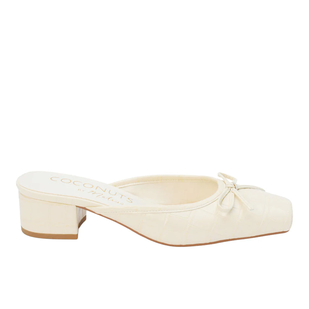 Geneva Croc Square Toe Block Heel Mules