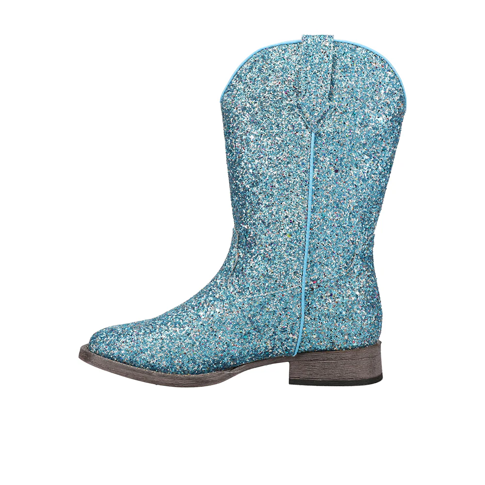 Glitter Galore Square Toe Cowboy Boots (Big Kid) - Image 3