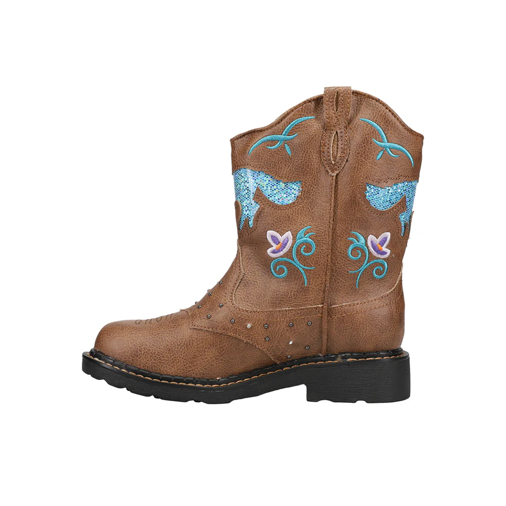 Glitter Horse Round Toe Cowboy Boots (Little Kid-Big Kid) - Image 3