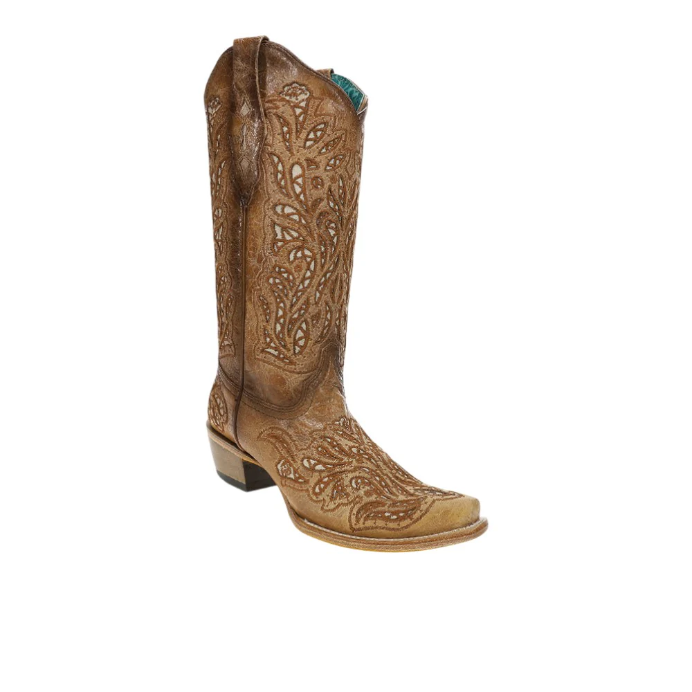 Glitter Inlay And Embroidery Snip Toe Cowboy Boots - Image 2