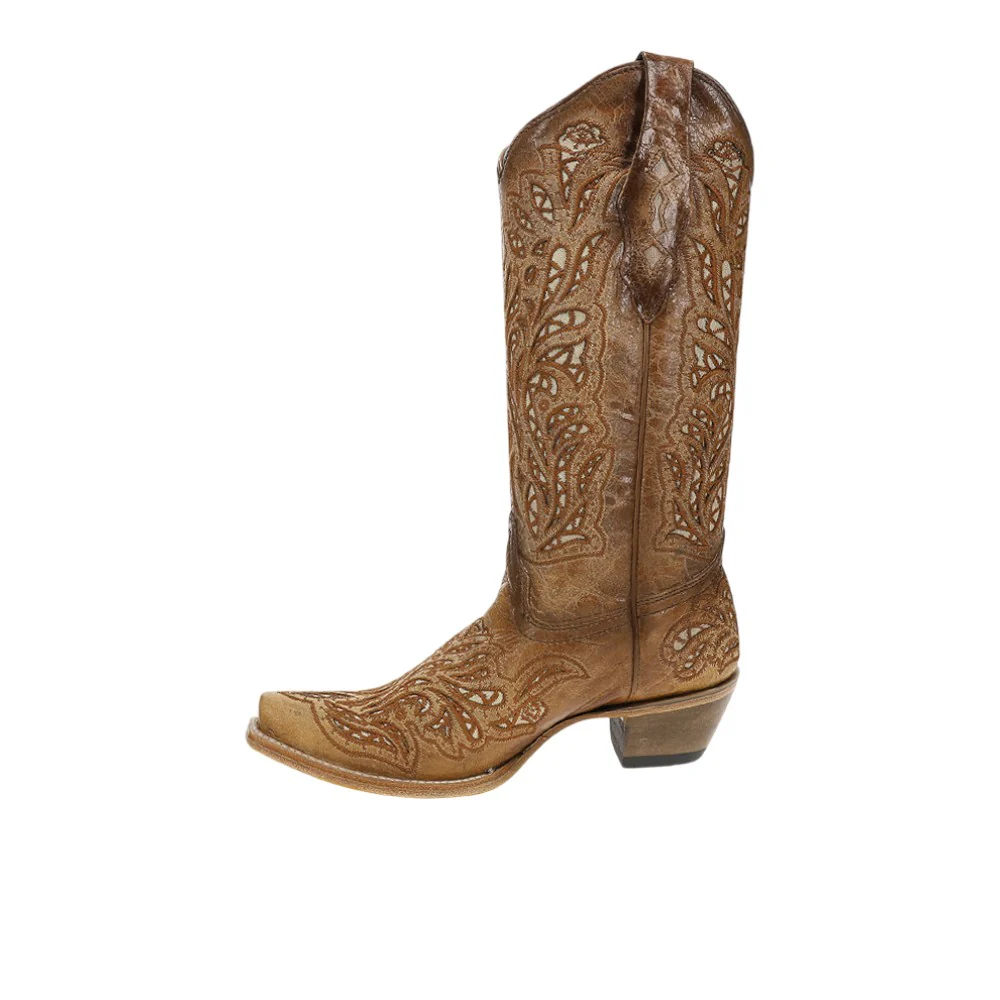 Glitter Inlay And Embroidery Snip Toe Cowboy Boots - Image 3