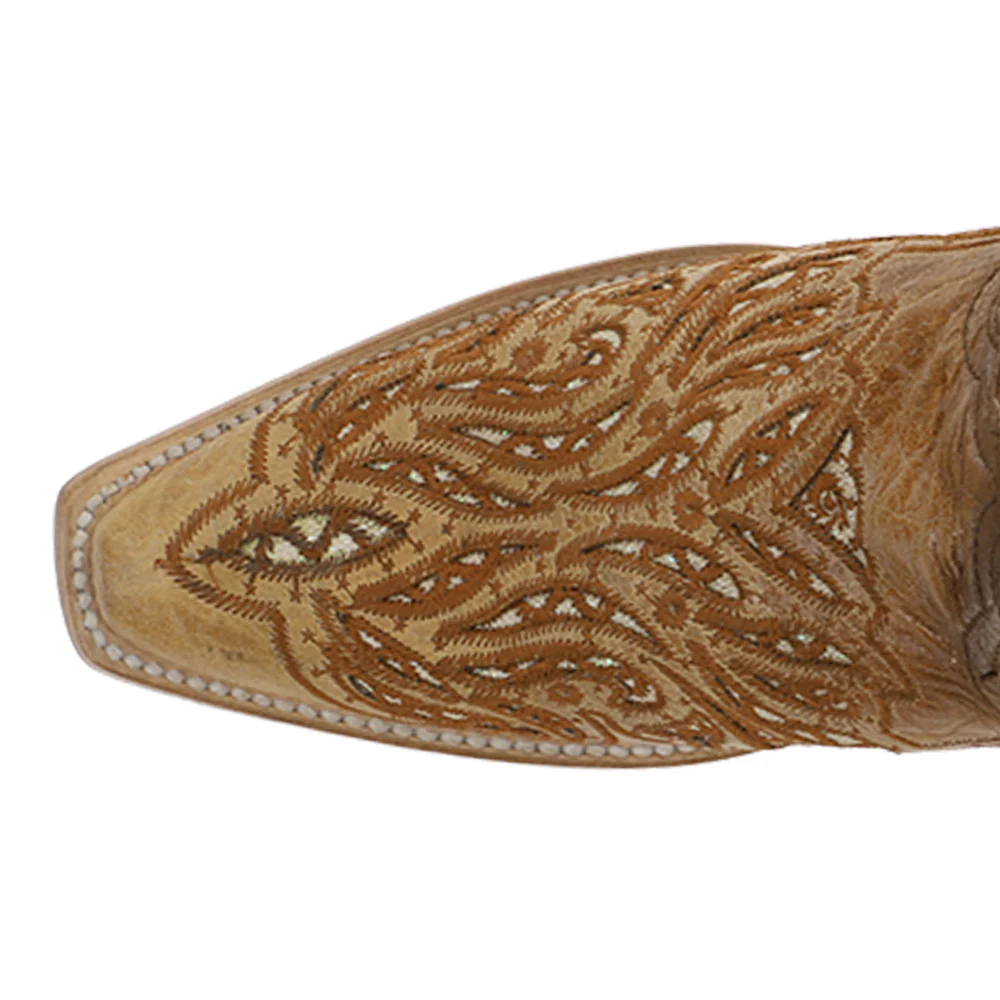 Glitter Inlay And Embroidery Snip Toe Cowboy Boots - Image 4