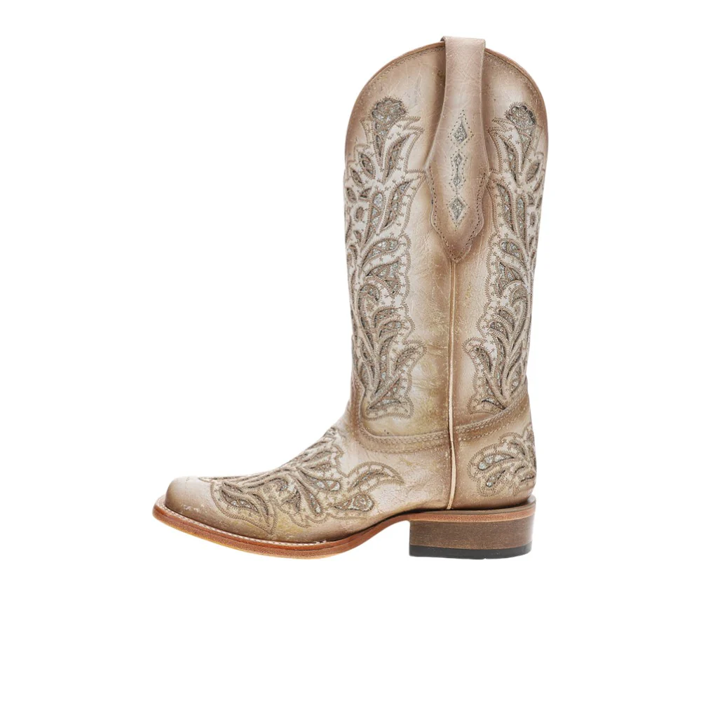 Glitter Inlay Embroidered Square Toe Cowboy Boots - Image 3
